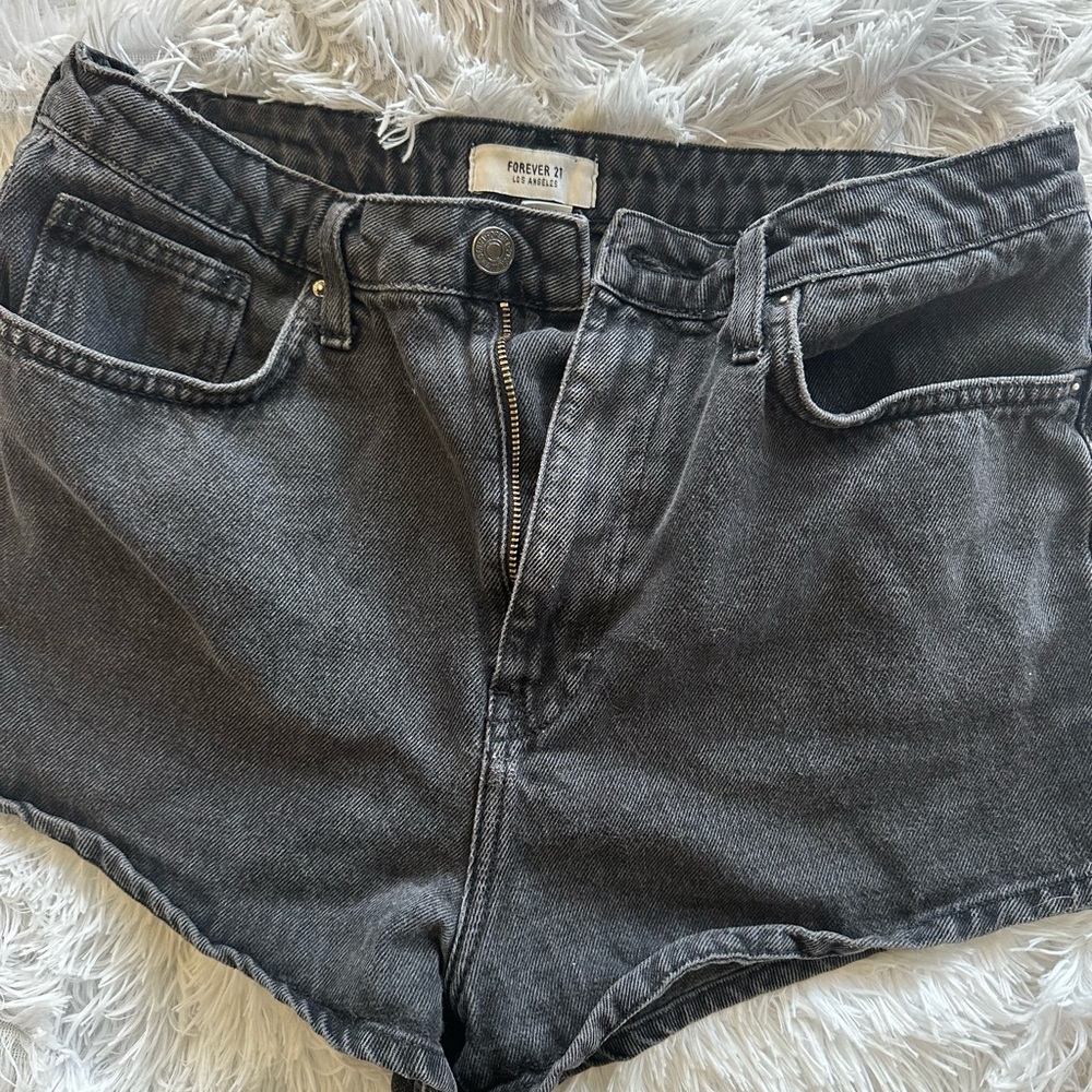 Forever 21 Black High-Waisted Jean Shorts